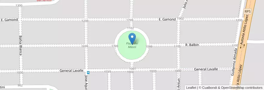 Mapa de ubicacion de Plaza del Mástil en Аргентина, Кордова, Departamento Santa María, Pedanía Alta Gracia, Municipio De Alta Gracia, Alta Gracia.
