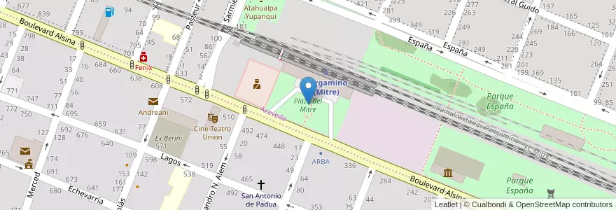 Mapa de ubicacion de Plaza del Mitre en آرژانتین, استان بوئنوس آیرس, Partido De Pergamino.