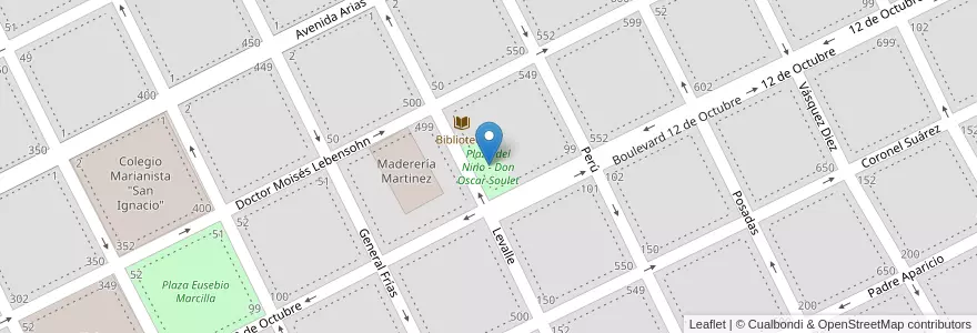 Mapa de ubicacion de Plaza del Nino - Don Oscar Soulet en Arjantin, Buenos Aires, Partido De Junín, Junín.