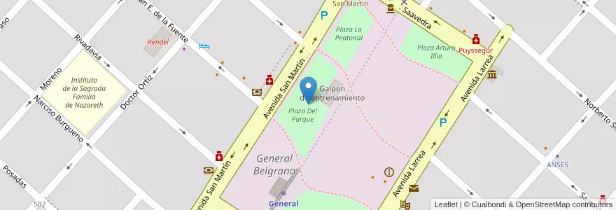 Mapa de ubicacion de Plaza Del Parque en アルゼンチン, ブエノスアイレス州, Partido De General Belgrano, General Belgrano.