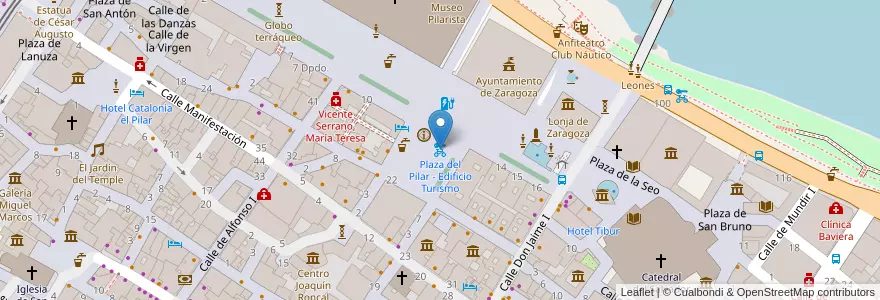 Mapa de ubicacion de Plaza del Pilar - Edificio Turismo en Испания, Арагон, Сарагоса, Zaragoza, Сарагоса.