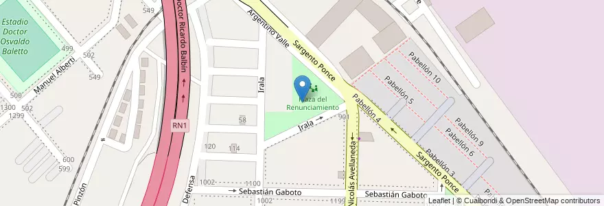 Mapa de ubicacion de Plaza del Renunciamiento en الأرجنتين, بوينس آيرس, Partido De Avellaneda, Dock Sud.