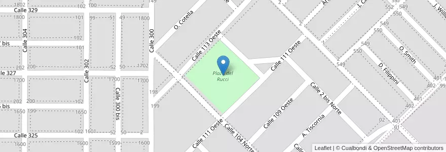Mapa de ubicacion de Plaza del Rucci en アルゼンチン, ラ・パンパ州, Departamento Maracó, Municipio De General Pico.