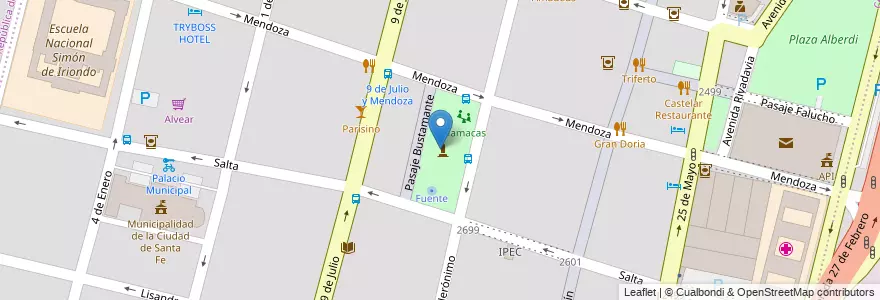 Mapa de ubicacion de Plaza "del Soldado" en Arjantin, Santa Fe, Departamento La Capital, Santa Fe Capital, Santa Fe.
