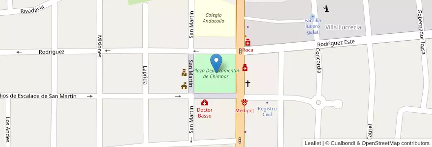 Mapa de ubicacion de Plaza Departamental de Chimbas en Argentine, San Juan, Chili, Chimbas.