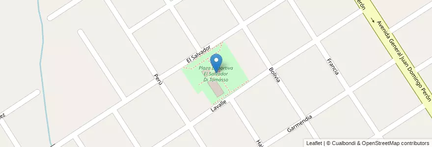 Mapa de ubicacion de Plaza Deportiva El Salvador Di Tomasso en アルゼンチン, ブエノスアイレス州, Partido De Tigre, Benavídez.
