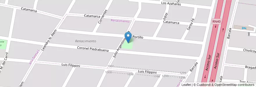 Mapa de ubicacion de Plaza Deportiva en Argentina, Cile, Mendoza, Godoy Cruz, Departamento Godoy Cruz, Distrito Las Tortugas.