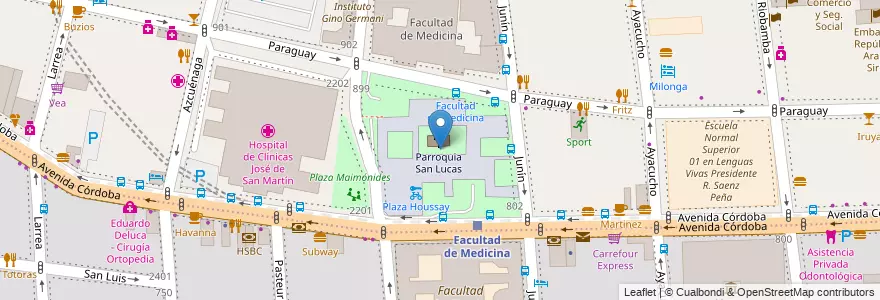 Mapa de ubicacion de Plaza Doctor Bernardo Houssay, Recoleta en アルゼンチン, Ciudad Autónoma De Buenos Aires, ブエノスアイレス.