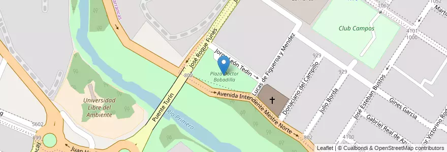 Mapa de ubicacion de Plaza Doctor Bobadilla en Argentinië, Córdoba, Departamento Capital, Pedanía Capital, Córdoba, Municipio De Córdoba.