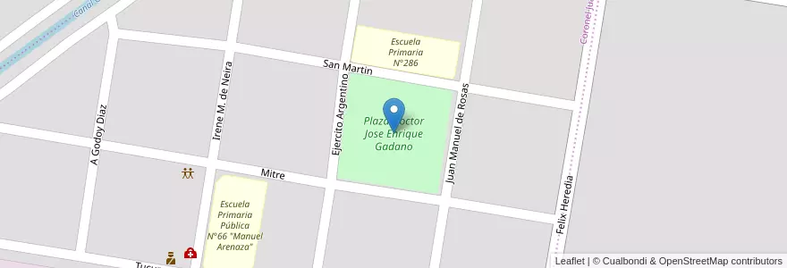 Mapa de ubicacion de Plaza Doctor Jose Enrique Gadano en Argentina, Río Negro, General Roca, Departamento General Roca.