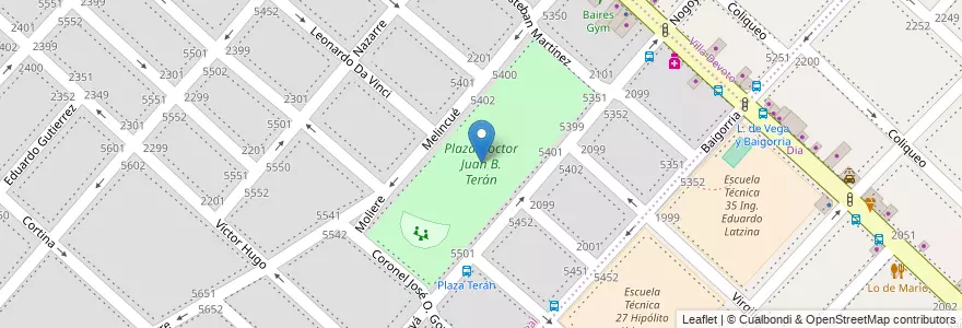 Mapa de ubicacion de Plaza Doctor Juan B. Terán, Villa Real en 阿根廷, Ciudad Autónoma De Buenos Aires, 布宜诺斯艾利斯, Comuna 10.