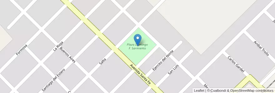 Mapa de ubicacion de Plaza Domingo F. Sarmiento en Аргентина, Жужуй, Departamento Ledesma, Municipio De Caimancito, Caimancito.