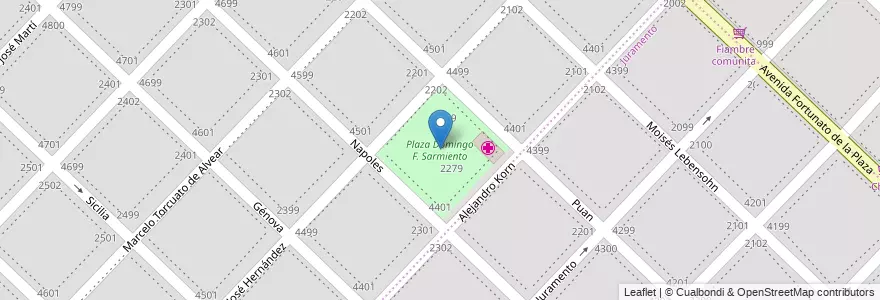 Mapa de ubicacion de Plaza Domingo F. Sarmiento en 阿根廷, 布宜诺斯艾利斯省, Partido De General Pueyrredón, Mar Del Plata.