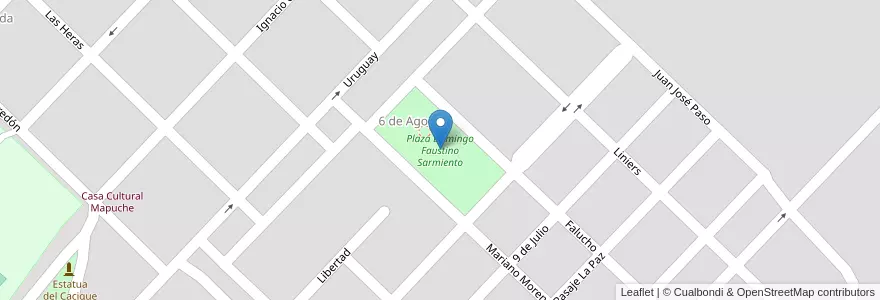 Mapa de ubicacion de Plaza Domingo Faustino Sarmiento en 아르헨티나, 부에노스아이레스주, Partido De General Viamonte, Los Toldos.
