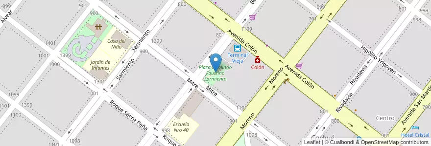 Mapa de ubicacion de Plaza Domingo Faustino Sarmiento en 阿根廷, 布宜诺斯艾利斯省, Partido De Adolfo Alsina, Carhué.