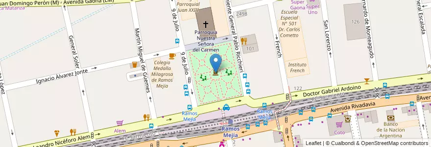 Mapa de ubicacion de Plaza Domingo Faustino Sarmiento en Argentina, Buenos Aires, Partido De La Matanza, Ramos Mejía.