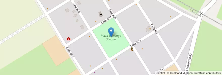 Mapa de ubicacion de Plaza Domingo Silvano en アルゼンチン, ブエノスアイレス州, Partido De Mercedes.