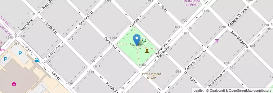 Mapa de ubicacion de Plaza Don Bosco en 阿根廷, 布宜诺斯艾利斯省, Partido De Bahía Blanca, Bahía Blanca.