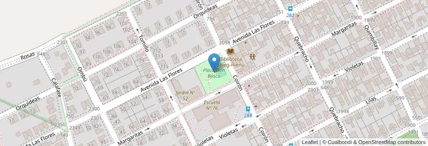 Mapa de ubicacion de Plaza Don Bosco en Argentinien, Chile, Provinz Santa Cruz, Humedal, Deseado, Caleta Olivia.