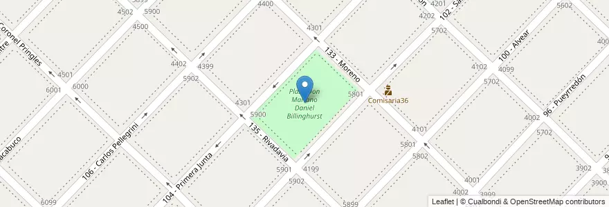 Mapa de ubicacion de Plaza Don Mariano Daniel Billinghurst en Argentinië, Buenos Aires, Partido De General San Martín, Billinghurst.