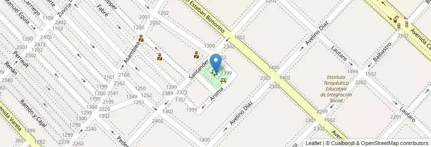 Mapa de ubicacion de Plaza Don Segundo Sombra, Flores en 아르헨티나, Ciudad Autónoma De Buenos Aires, Comuna 7, 부에노스아이레스.