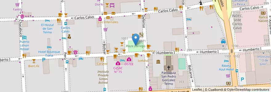 Mapa de ubicacion de Plaza Dorrego, San Telmo en Argentine, Ciudad Autónoma De Buenos Aires, Comuna 1, Buenos Aires.