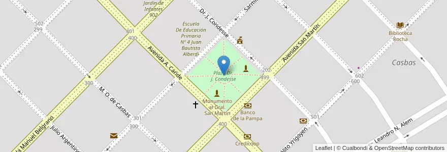 Mapa de ubicacion de Plaza Dr. J. Condesse en Argentinië, Buenos Aires, Partido De Guaminí, Casbas.