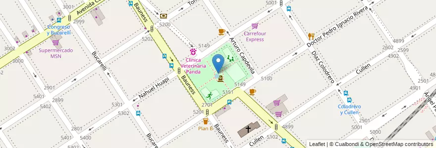 Mapa de ubicacion de Plaza Echeverría, Villa Urquiza en Argentinië, Ciudad Autónoma De Buenos Aires, Comuna 12, Buenos Aires.