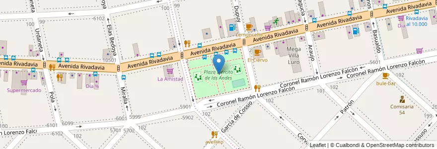 Mapa de ubicacion de Plaza Ejército de los Andes, Villa Luro en 阿根廷, Ciudad Autónoma De Buenos Aires, Comuna 9, 布宜诺斯艾利斯, Comuna 10.