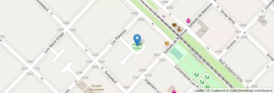 Mapa de ubicacion de Plaza El Callao en الأرجنتين, بوينس آيرس, Partido De San Isidro, Villa Adelina.