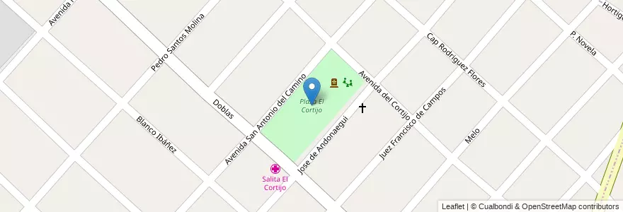 Mapa de ubicacion de Plaza El Cortijo en 阿根廷, 布宜诺斯艾利斯省.