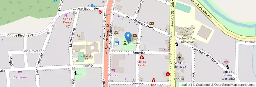 Mapa de ubicacion de Plaza El Hachero en アルゼンチン, ミシオネス州, Departamento Libertador General San Martín, Municipio De Capioví, Capioví.