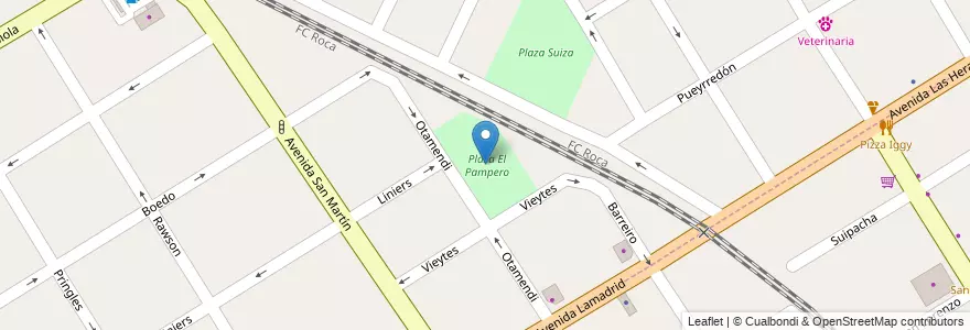 Mapa de ubicacion de Plaza El Pampero en آرژانتین, استان بوئنوس آیرس, Partido De Quilmes, Quilmes.
