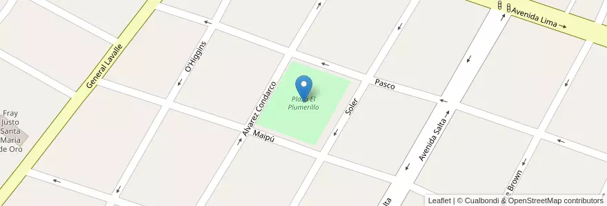 Mapa de ubicacion de Plaza El Plumerillo en Argentinien, Chile, Mendoza, Departamento San Martín, Distrito Ciudad De San Martín.