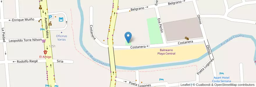 Mapa de ubicacion de Plaza El Sueño de los Niños en Argentina, Córdova, Departamento San Alberto, Pedanía Tránsito, Mina Clavero, Municipio De Mina Clavero.