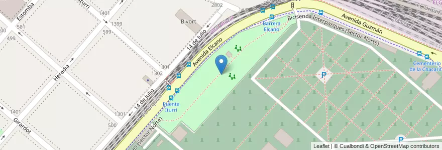 Mapa de ubicacion de Plaza Elcano, Chacarita en Arjantin, Ciudad Autónoma De Buenos Aires, Buenos Aires, Comuna 15.