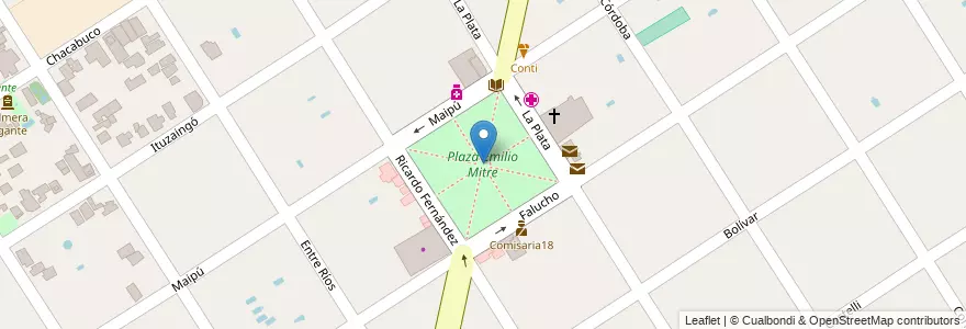 Mapa de ubicacion de Plaza Emilio Mitre en アルゼンチン, ブエノスアイレス州, Partido De Escobar, Ingeniero Maschwitz.