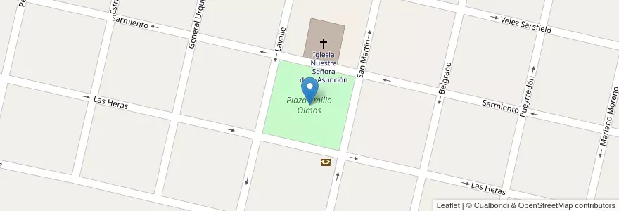 Mapa de ubicacion de Plaza Emilio Olmos en Аргентина, Кордова, Departamento Unión, Pedanía Ascasubi, Municipio De Laborde.