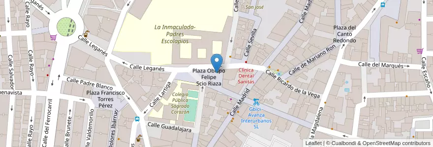 Mapa de ubicacion de Plaza Escolapios en Испания, Мадрид, Мадрид, Área Metropolitana De Madrid Y Corredor Del Henares, Getafe.