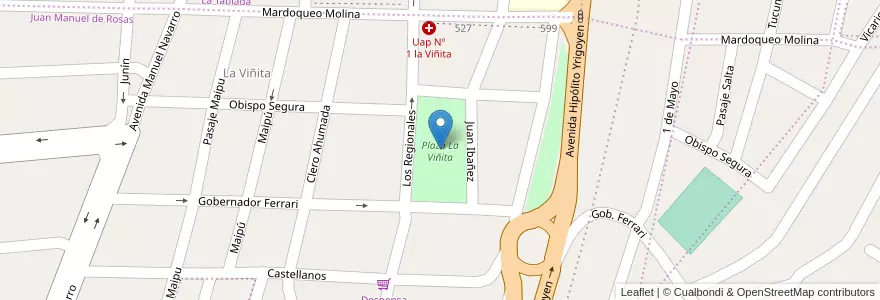 Mapa de ubicacion de Plaza España en アルゼンチン, カタマルカ州, Departamento Capital, Municipio De San Fernando Del Valle De Catamarca, San Fernando Del Valle De Catamarca.