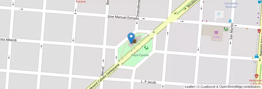 Mapa de ubicacion de Plaza España en Arjantin, Buenos Aires, Partido De Campana.