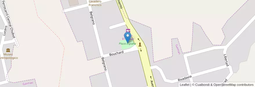 Mapa de ubicacion de Plaza España en Arjantin, Chubut, Departamento Gaiman, Gaiman, Gaiman.