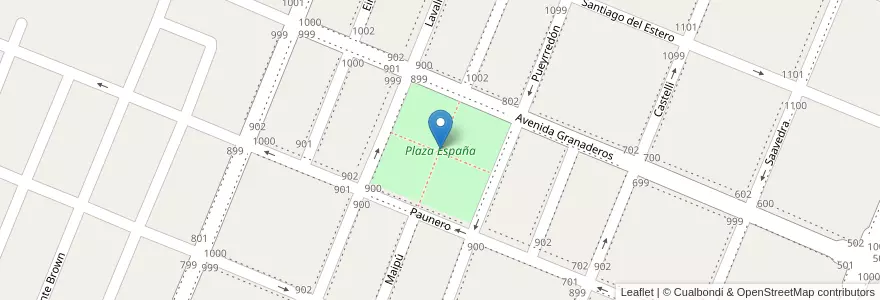 Mapa de ubicacion de Plaza España en 阿根廷, 智利, Mendoza, San Rafael, Distrito Ciudad De San Rafael, Departamento San Rafael.