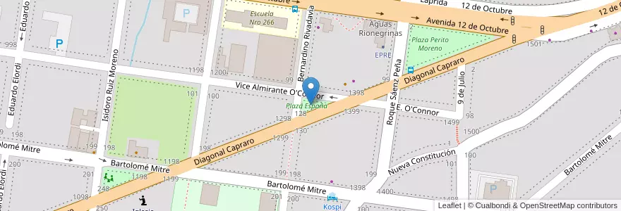 Mapa de ubicacion de Plaza España en Аргентина, Чили, Рио-Негро, Departamento Bariloche, Municipio De San Carlos De Bariloche, Сан-Карлос-Де-Барилоче.