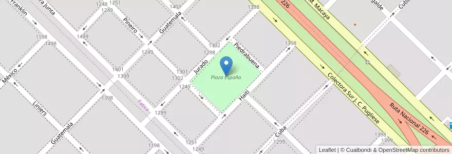 Mapa de ubicacion de Plaza España en 아르헨티나, 부에노스아이레스주, Partido De Tandil, Tandil.