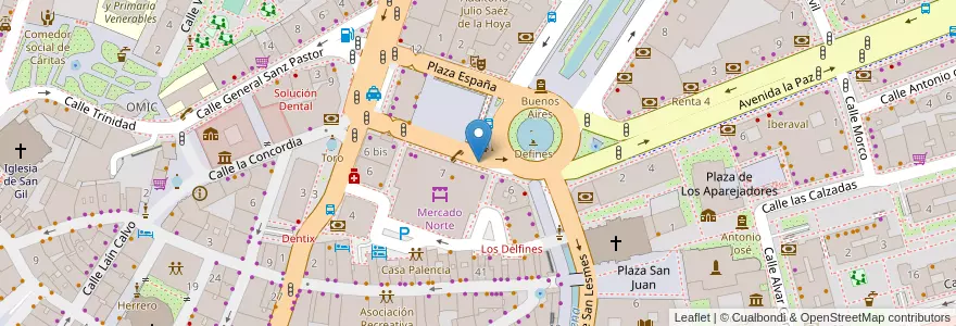 Mapa de ubicacion de Plaza España en スペイン, カスティーリャ・イ・レオン州, Burgos, Alfoz De Burgos, Burgos.