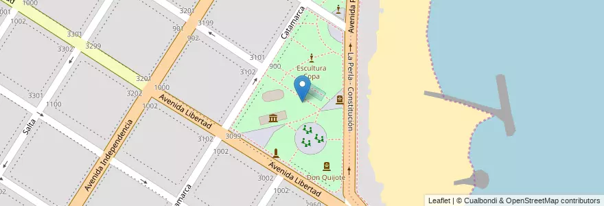 Mapa de ubicacion de Plaza España en آرژانتین, استان بوئنوس آیرس, Partido De General Pueyrredón, Mar Del Plata.