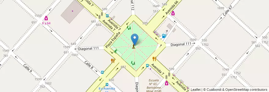 Mapa de ubicacion de Plaza España, Casco Urbano en Аргентина, Буэнос-Айрес, Partido De La Plata, La Plata.