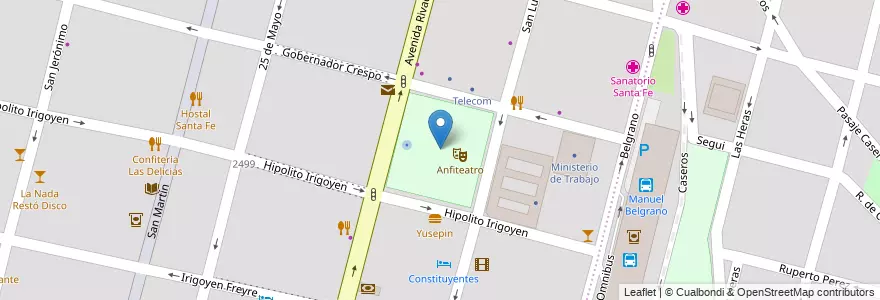 Mapa de ubicacion de Plaza España en Arjantin, Santa Fe, Departamento La Capital, Santa Fe Capital, Santa Fe.