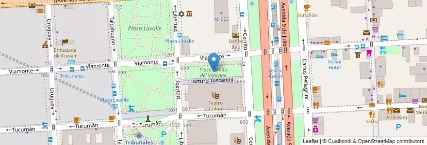 Mapa de ubicacion de Plaza Estado del Vaticano, San Nicolas en Argentinië, Ciudad Autónoma De Buenos Aires, Comuna 1, Buenos Aires.